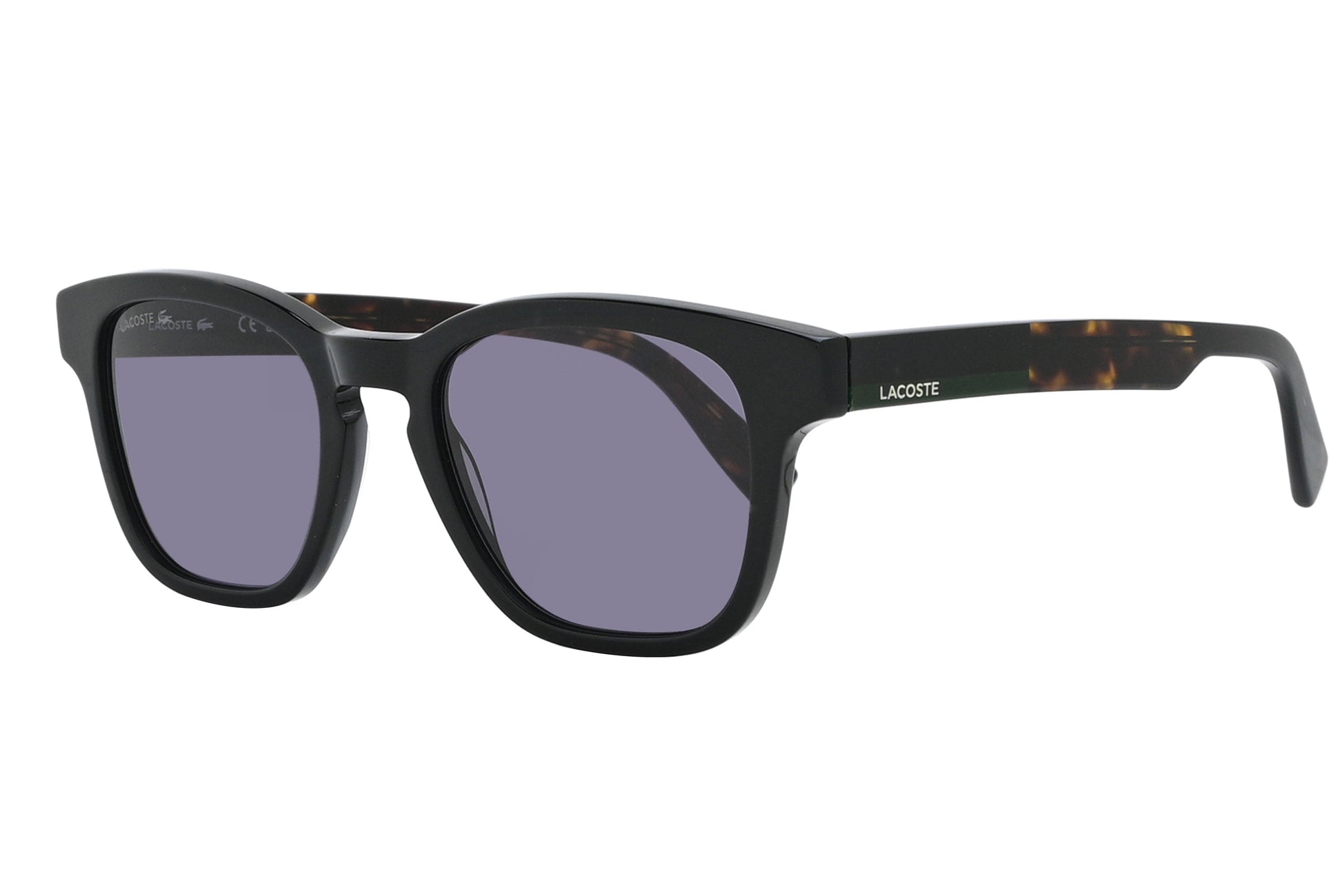 Black sunglasses with gray lenses on a white background