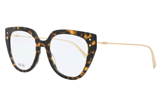 Tortoiseshell cat-eye glasses with gold accents on a white background