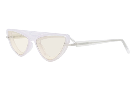 White cat-eye sunglasses on a white background