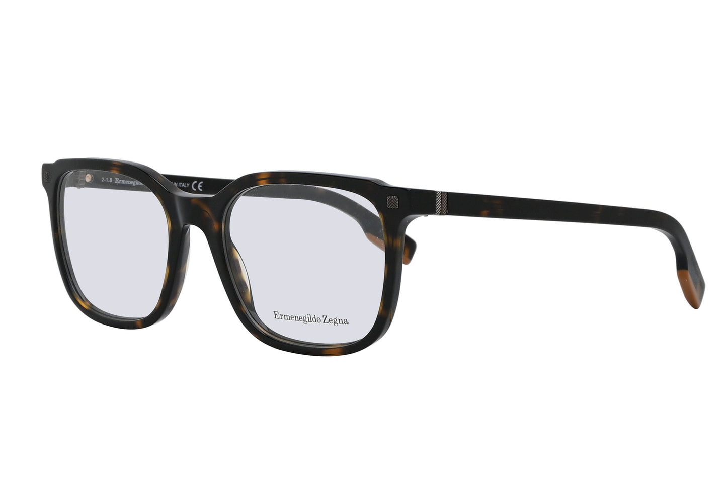 Black eyeglasses with tortoiseshell accents on a white background