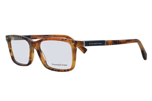 Tortoiseshell eyeglasses with 'Ermenegildo Zegna' branding on a white background