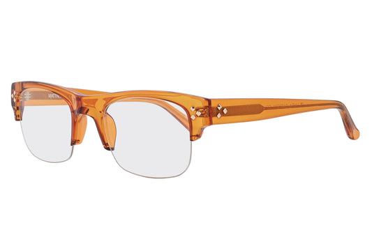 Orange eyeglasses on a white background