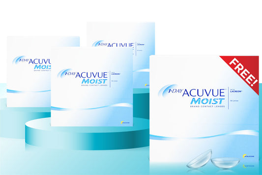 BUY 3 GET 1 ACUVUE MOIST 1-DAY PACK OF 90