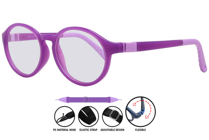 purple aviator eyeglasses C3, showing arm style and shape.