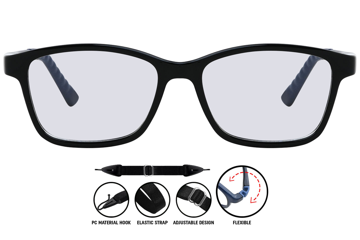 rectangle eyeglasses showing clean lines and bold front frame.