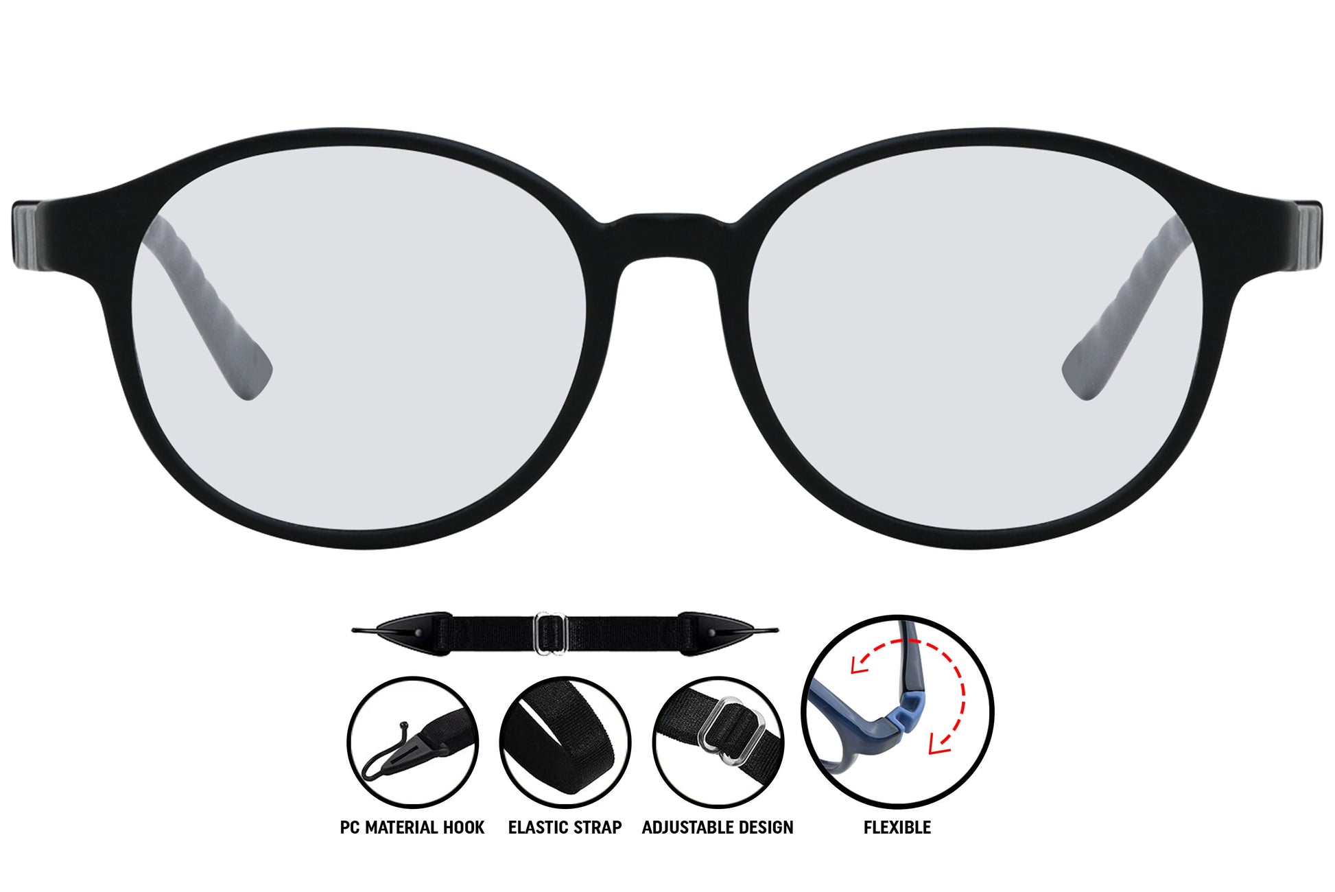  Dark grey C2 aviator eyeglasses with modern frame design for men and women.