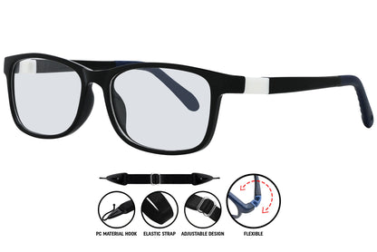 C1 black eyeglasses highlighting slim temples and sleek profile.