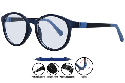 dark blue aviator eyeglasses highlighting frame arms and fit.