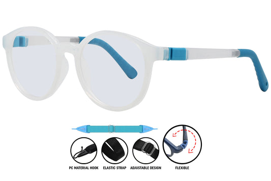 light blue aviator eyeglasses displaying slim temple design.