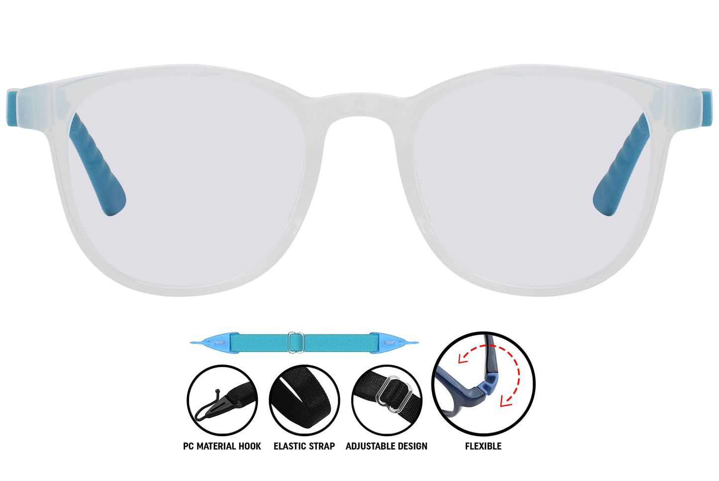 white round eyeglasses in C3 showing smooth frame front.