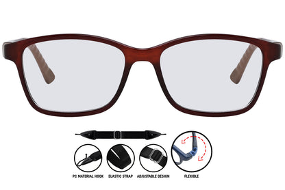 dark red square eyeglasses in color C4 showing detailed frame design.