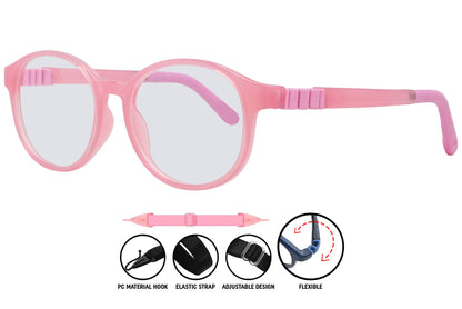 Side view of light pink C5 aviator eyeglasses highlighting slim temples and elegant frame curve – unisex and comfortable fit.