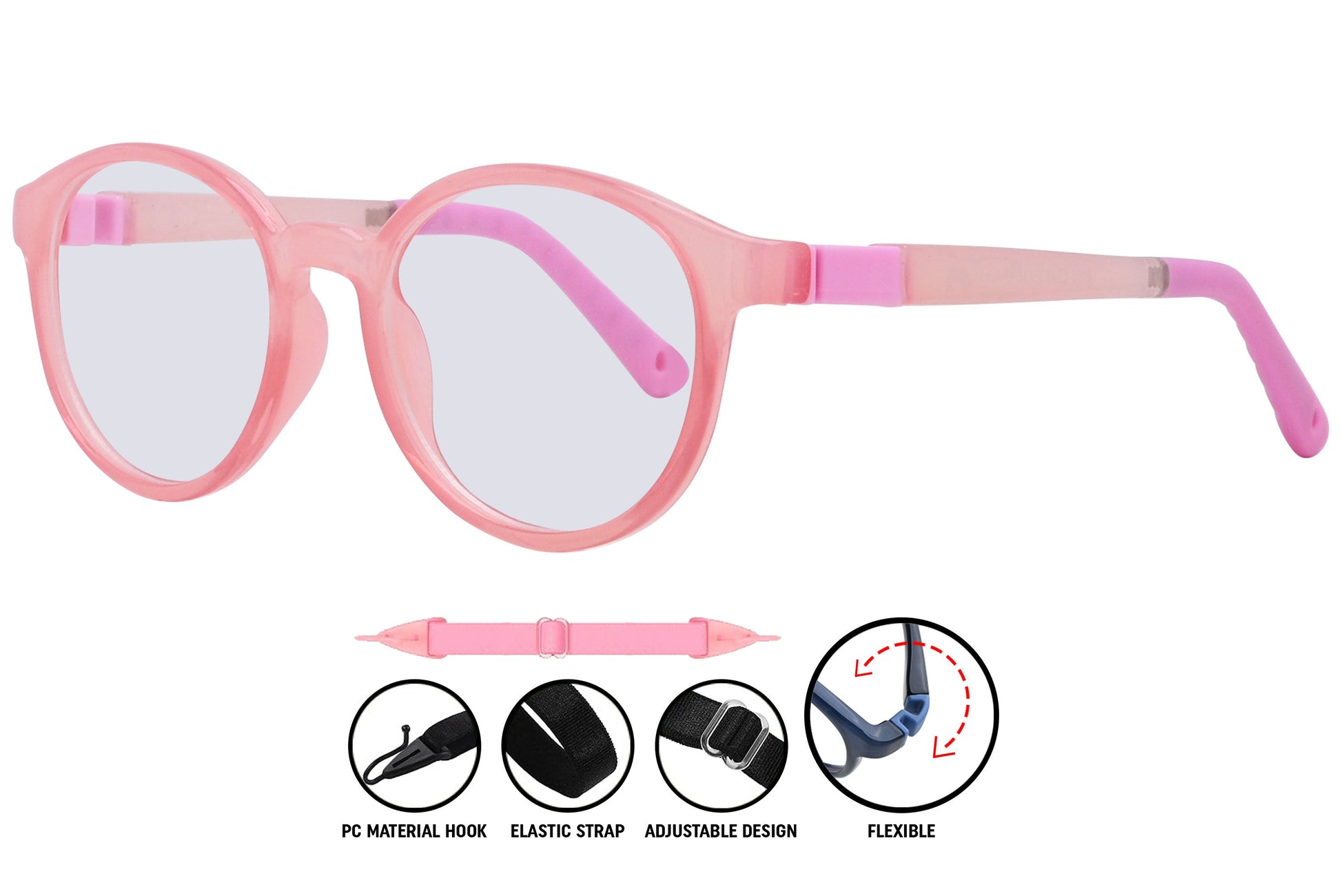 light pink aviator eyeglasses showing front details and frame shape.