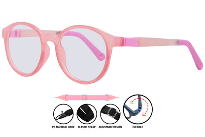 light pink aviator eyeglasses showing front details and frame shape.
