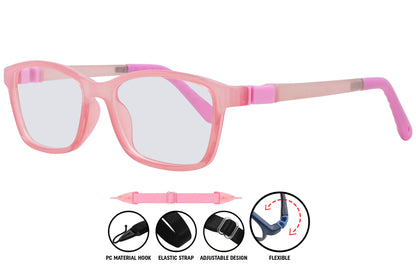  C6 light pink square eyeglasses highlighting slim arms and shape.