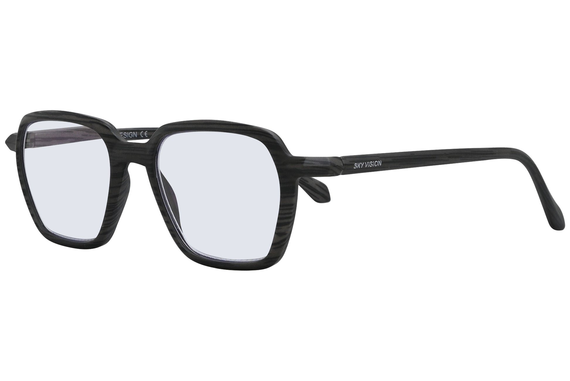 Geometric Reading Glasses - Dark Grey Wood