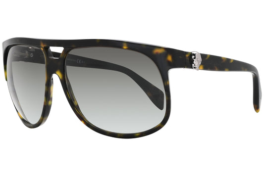 alexander-mcqueen aviator tortoise eyeglasses frame viewed from a 45-degree angle.