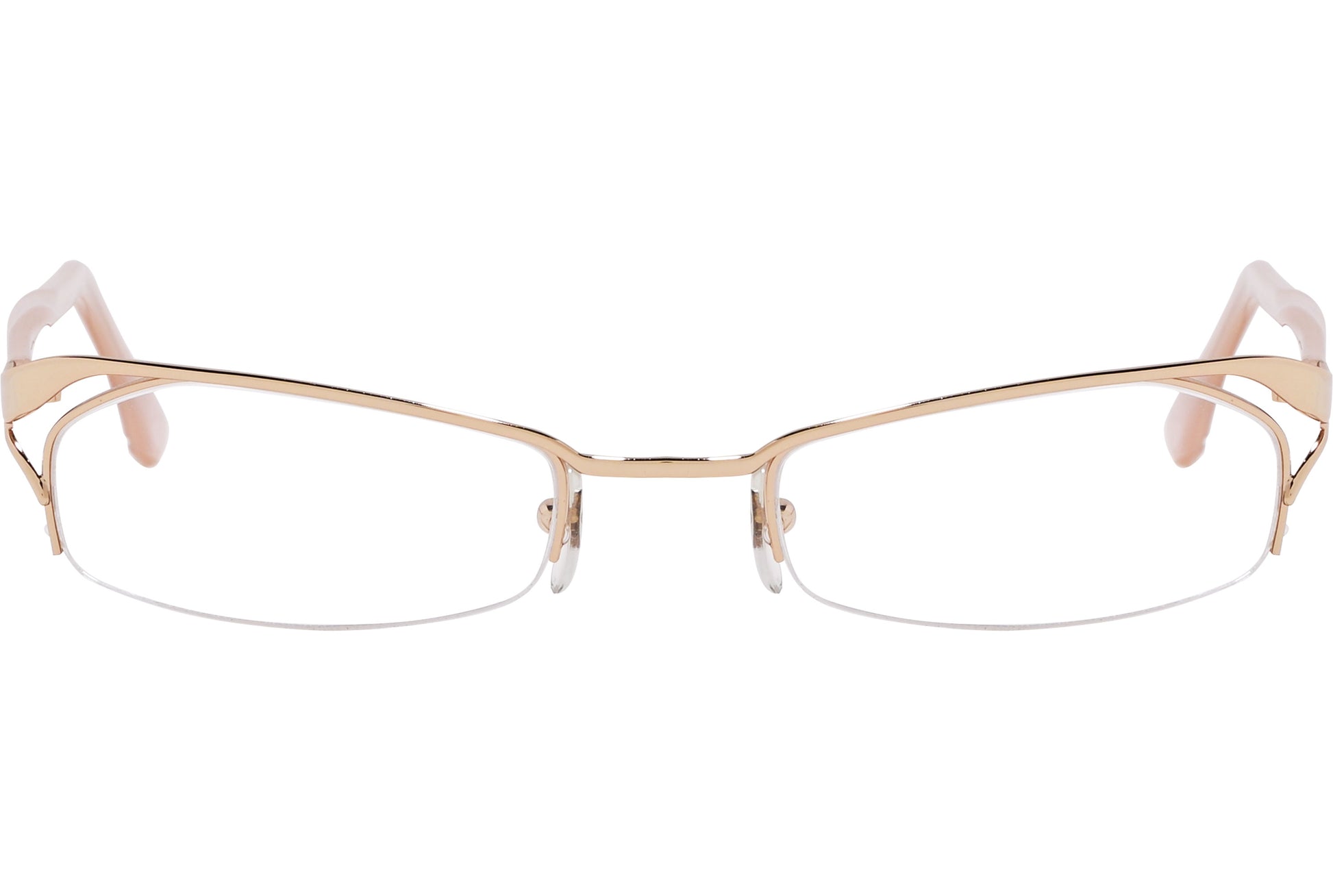 Gold rectangular eyeglasses with a metallic frame