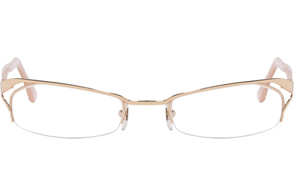 Gold rectangular eyeglasses with a metallic frame