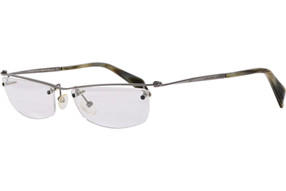 A pair of rectangle eyeglasses with bronze frame and clear lenses, featuring a metallic hinge.