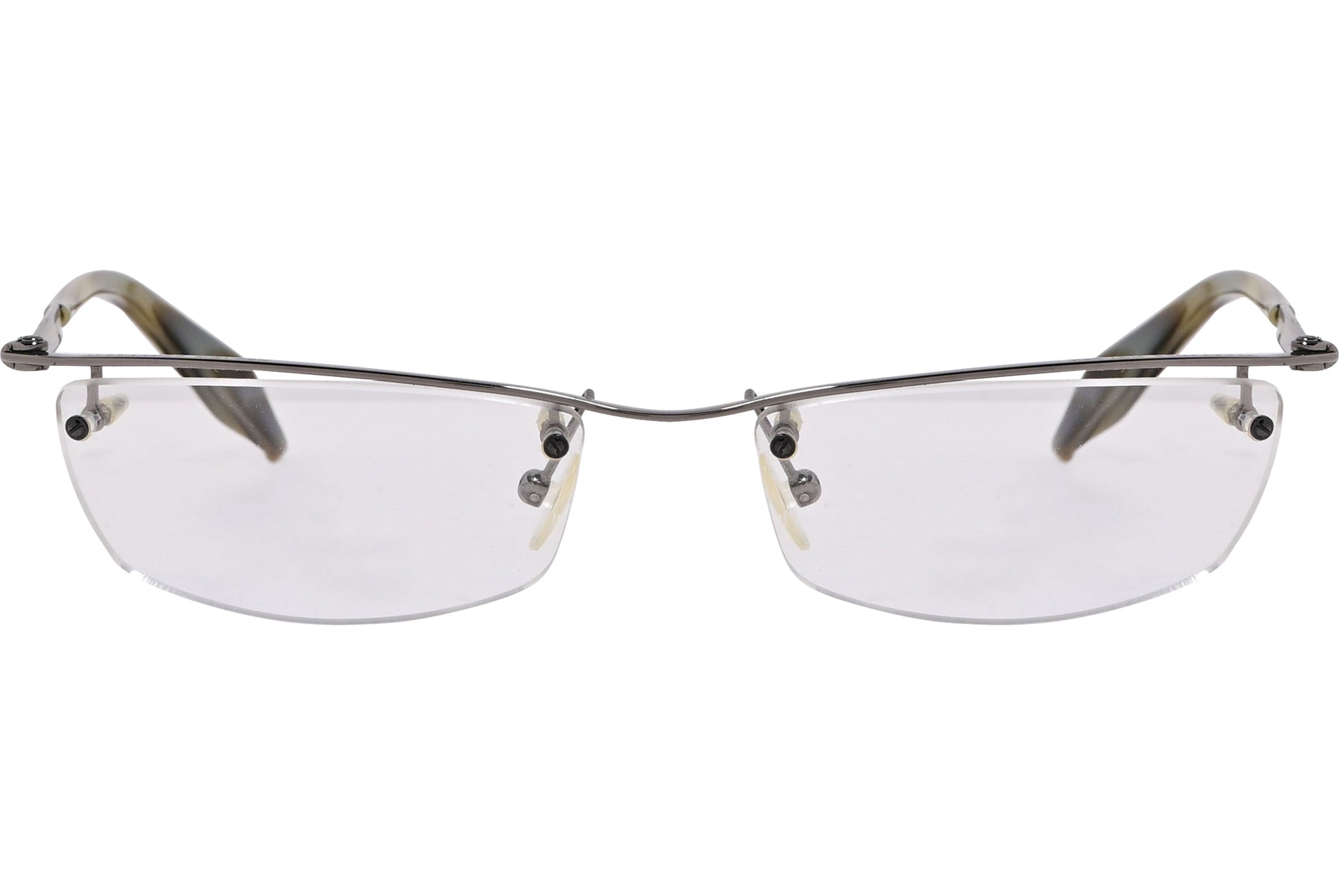 A pair of rectangular eyeglasses with bronze frame and clear lenses.