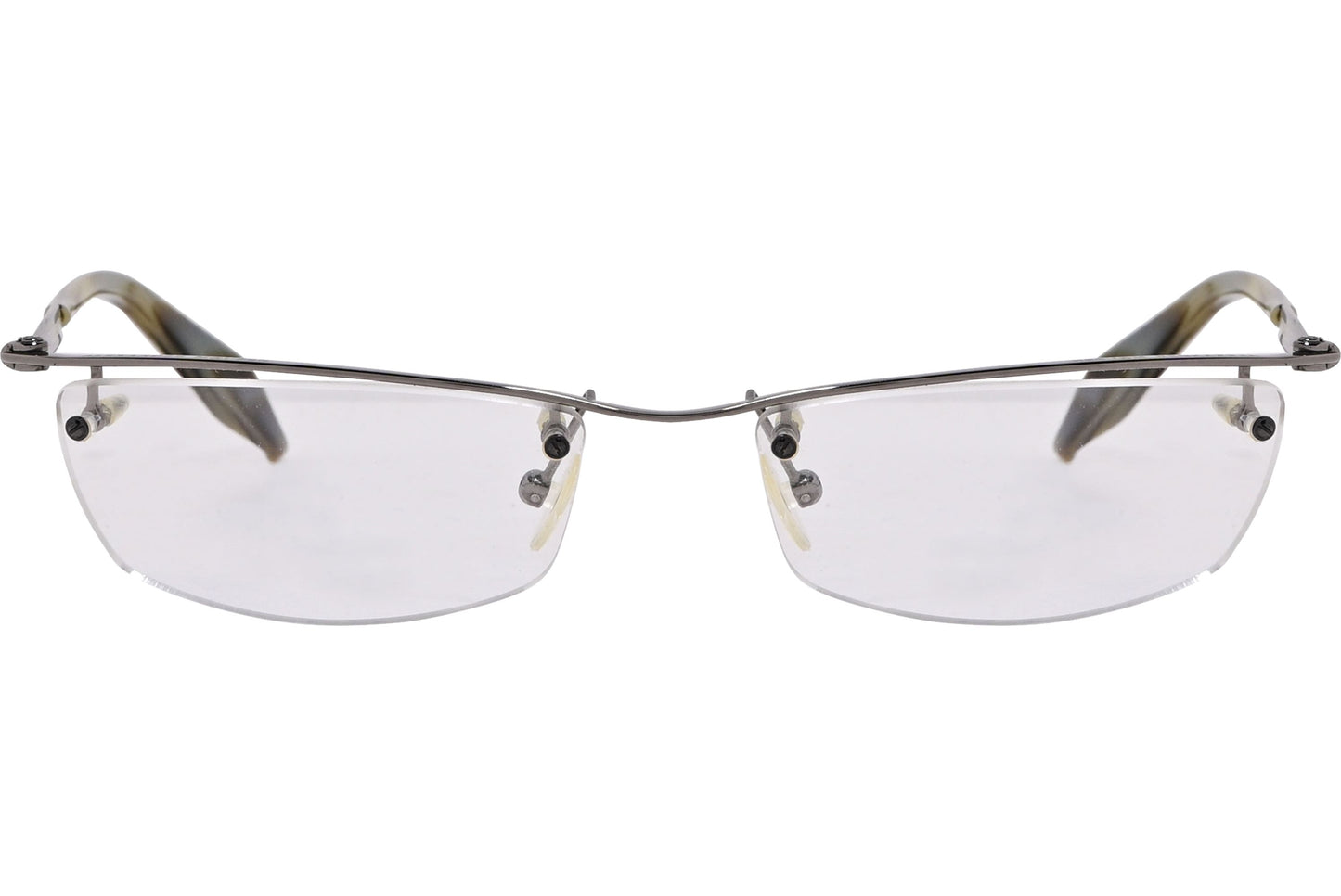 alexander-mcqueen rectangle bronze eyeglasses frame viewed from front angle.