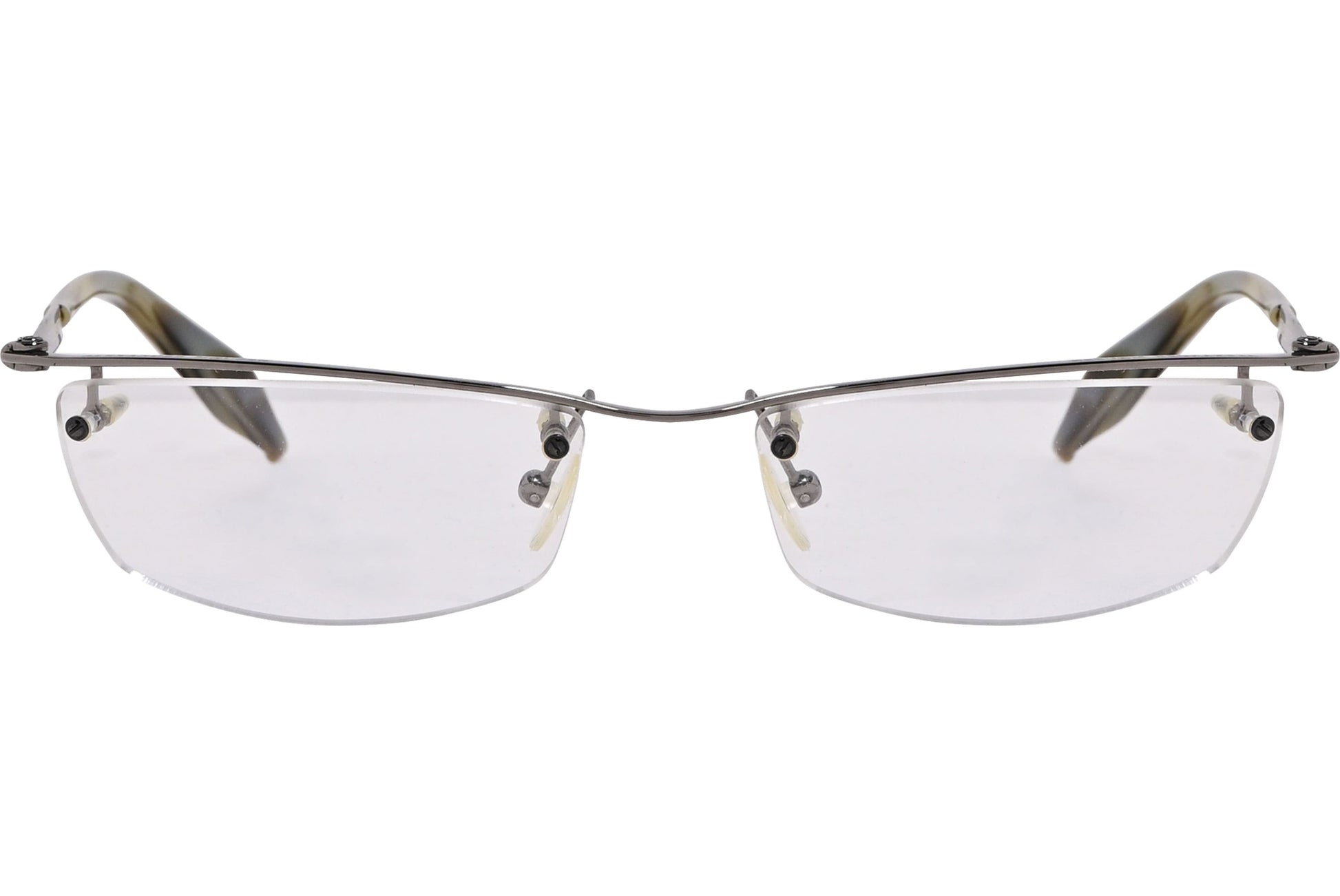 alexander-mcqueen rectangle bronze eyeglasses frame viewed from front angle.