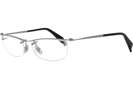 alexander-mcqueen rectangle gray eyeglasses frame viewed from a 45-degree angle.