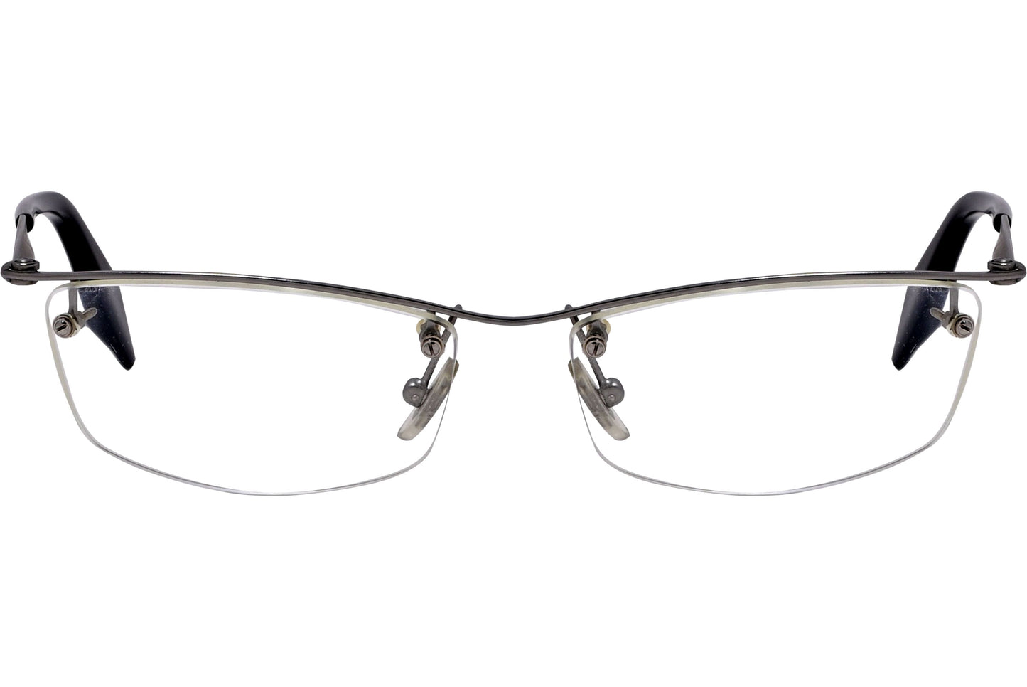 alexander-mcqueen rectangle gray eyeglasses frame viewed from front angle.