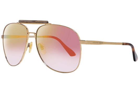 alexander-mcqueen aviator rose with gold eyeglasses frame viewed from a 45-degree angle.