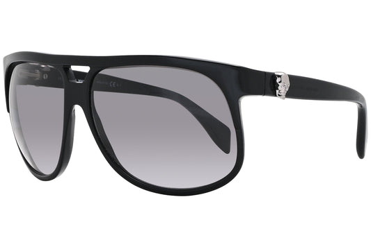 alexander-mcqueen oval black eyeglasses frame viewed from a 45-degree angle.