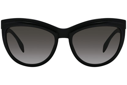 alexander-mcqueen oval black eyeglasses frame viewed from a 90-degree angle.