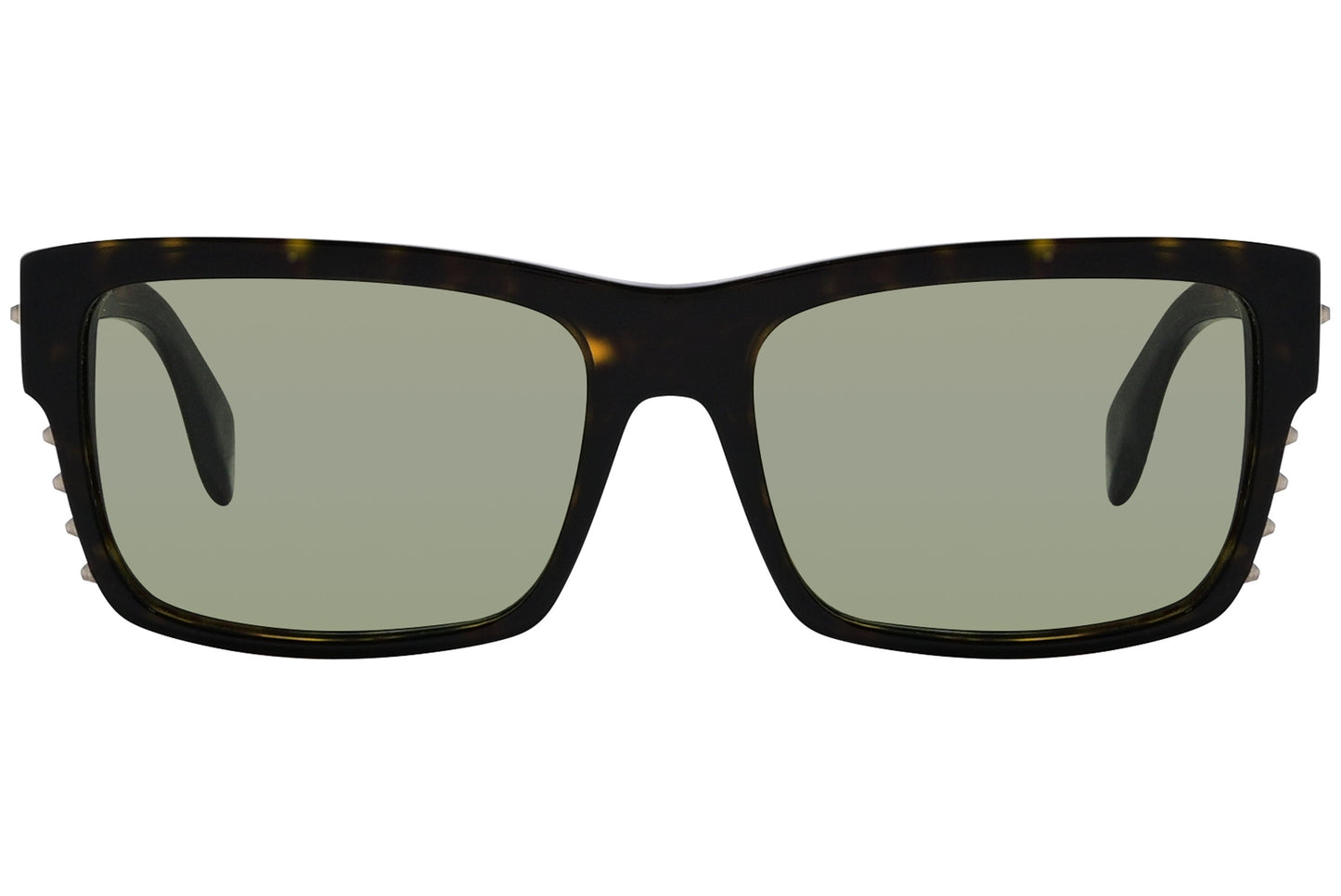 alexander-mcqueen rectangle tortoise eyeglasses frame viewed from a 90-degree angle.