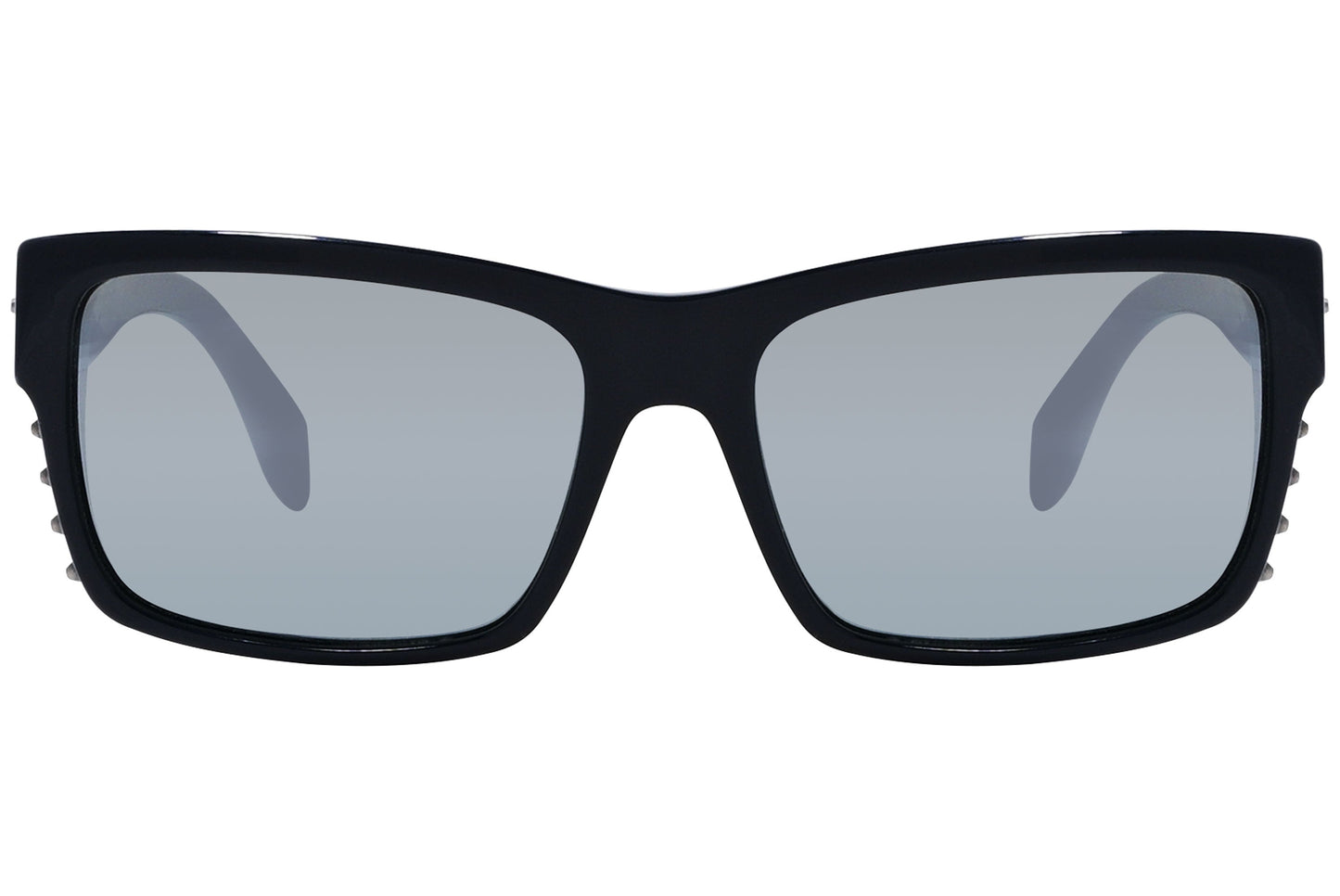 alexander-mcqueen rectangle black eyeglasses frame viewed from a 90-degree angle.