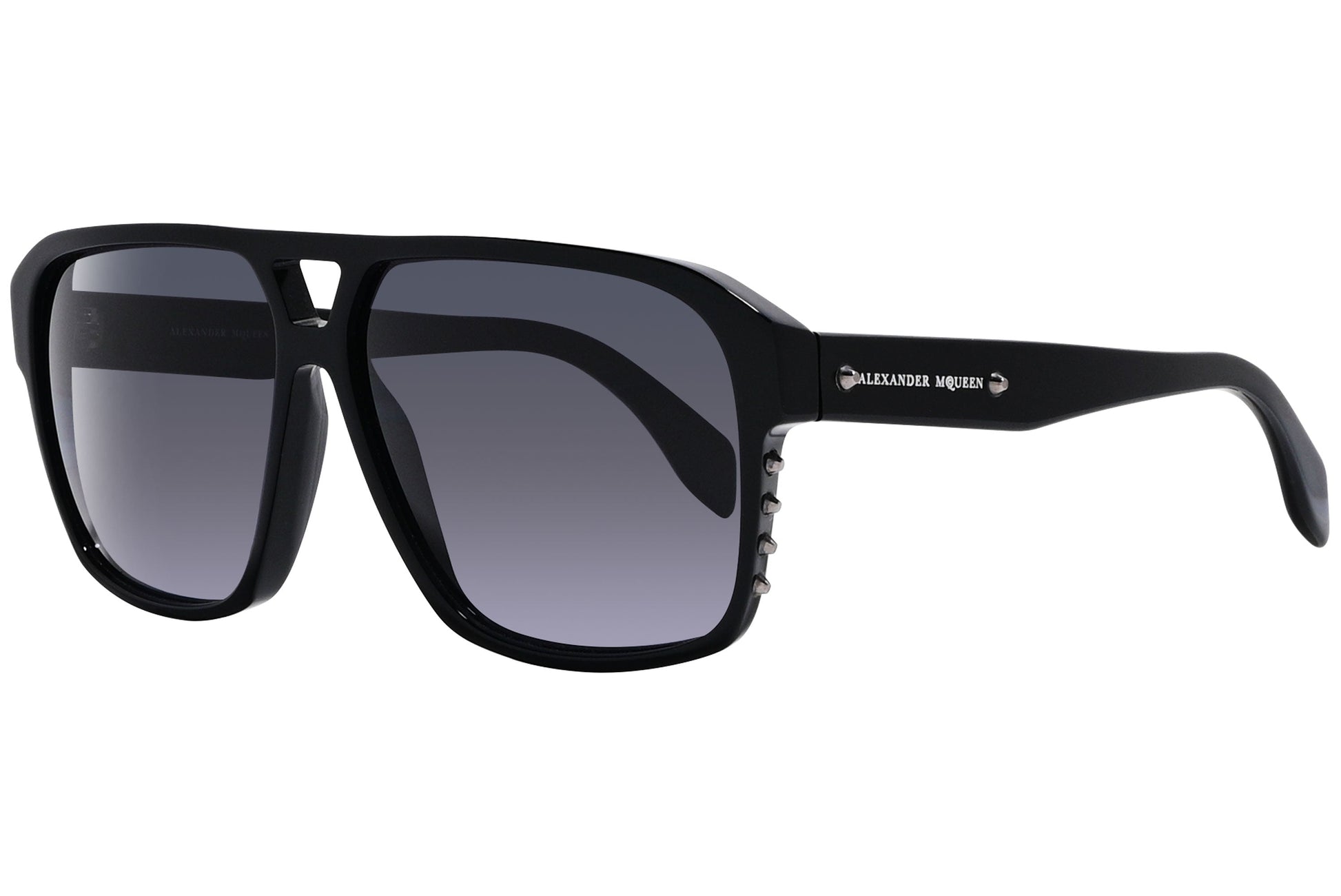 alexander-mcqueen aviator black eyeglasses frame viewed from a 45-degree angle.