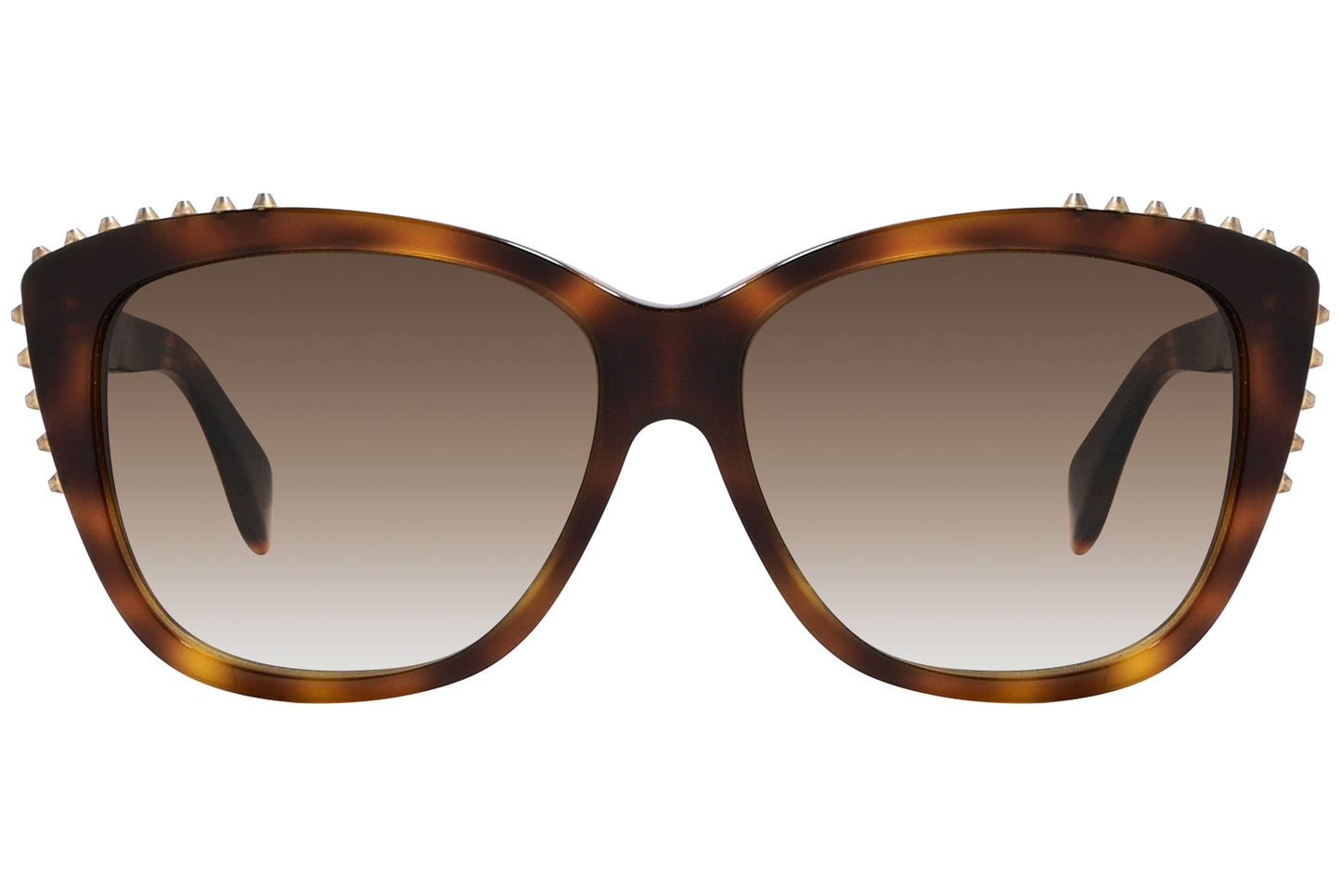 alexander-mcqueen oval tortoise eyeglasses frame viewed from a 90-degree angle.