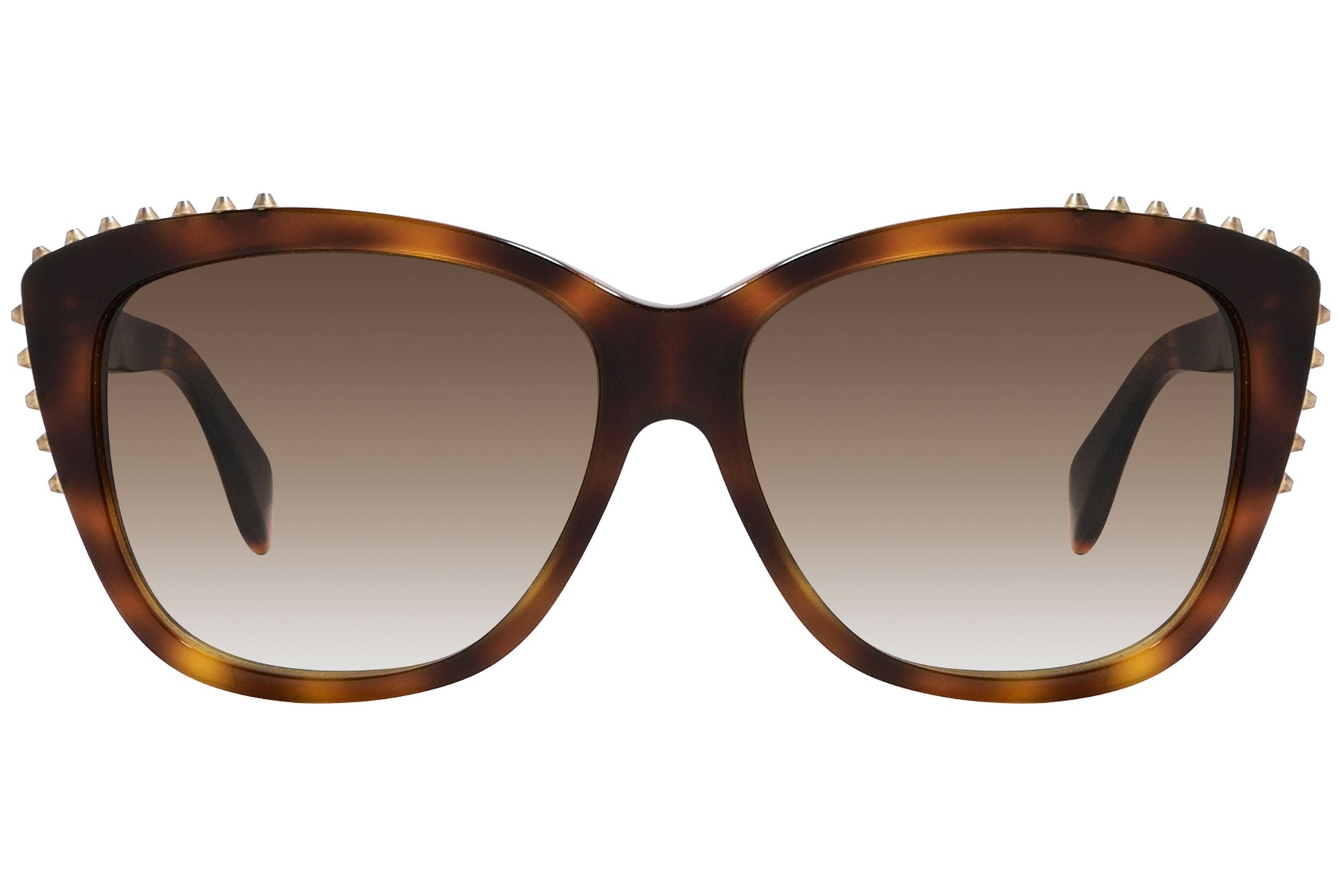 alexander-mcqueen oval tortoise eyeglasses frame viewed from a 90-degree angle.