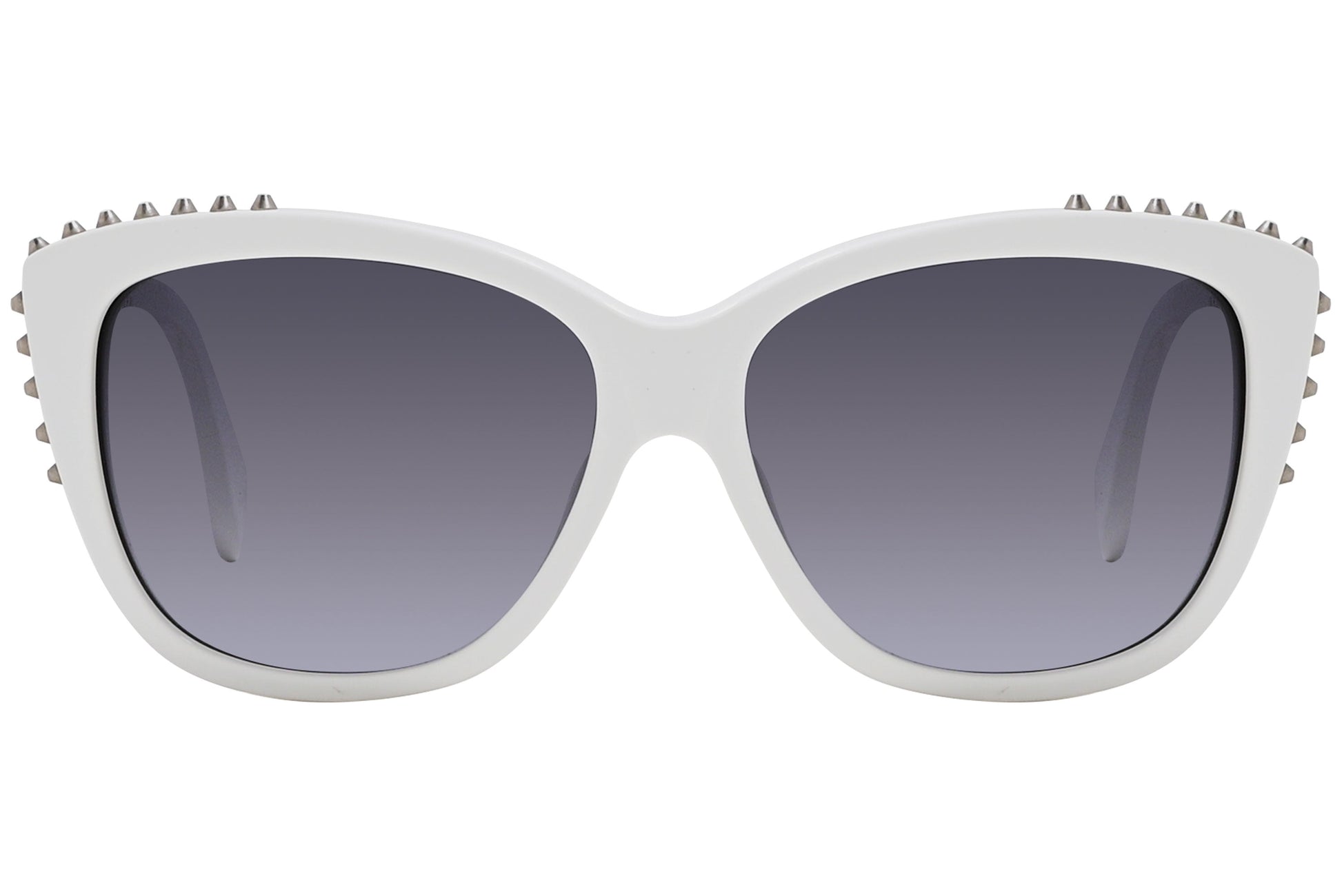 alexander-mcqueen oval silver eyeglasses frame viewed from a 90-degree angle.