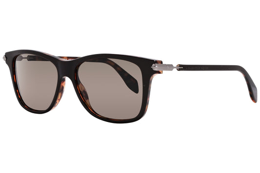 alexander-mcqueen square black eyeglasses frame viewed from a 45-degree angle.