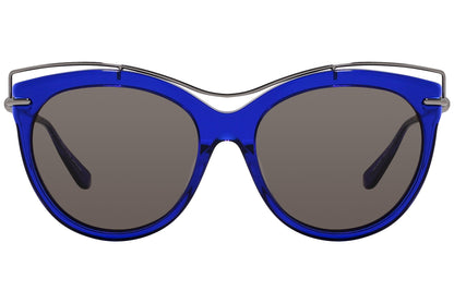 Alexander Mcqueen Blue Color Browline Sunglasses Viewed From Front Angle.