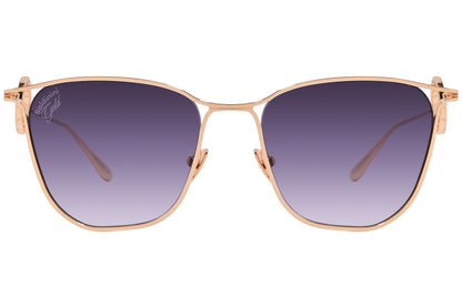 Front view of elegant and stylish designer sunglasses with sleek metal frames for adults.