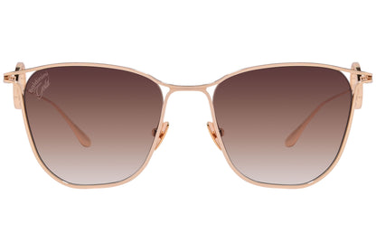 Front view of elegant and stylish designer sunglasses with sleek metal frames for adults.