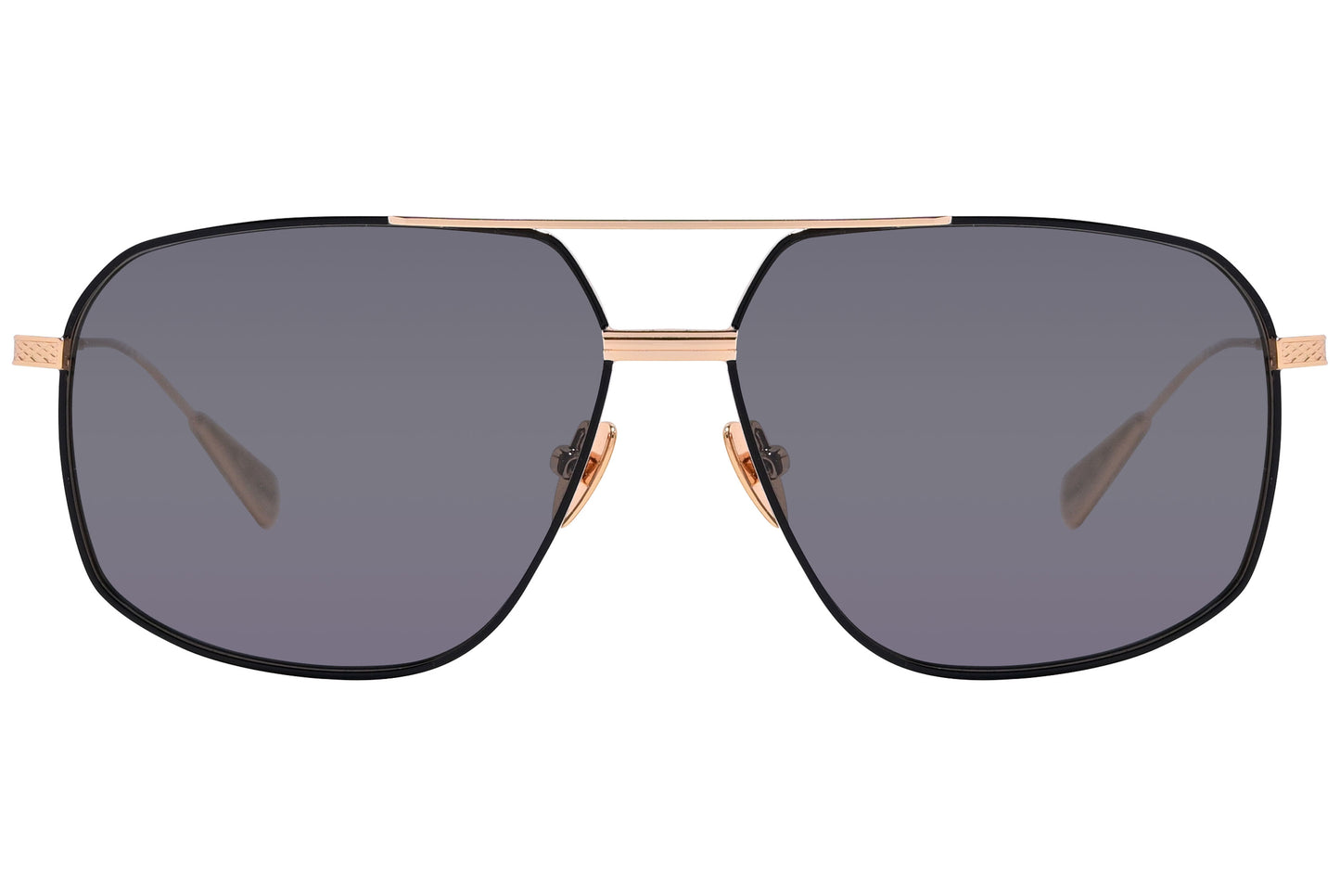 Front view of elegant and stylish designer sunglasses with sleek metal frames for adults.