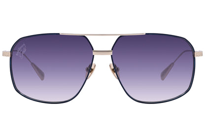 Front view of elegant and stylish designer sunglasses with sleek metal frames for adults.