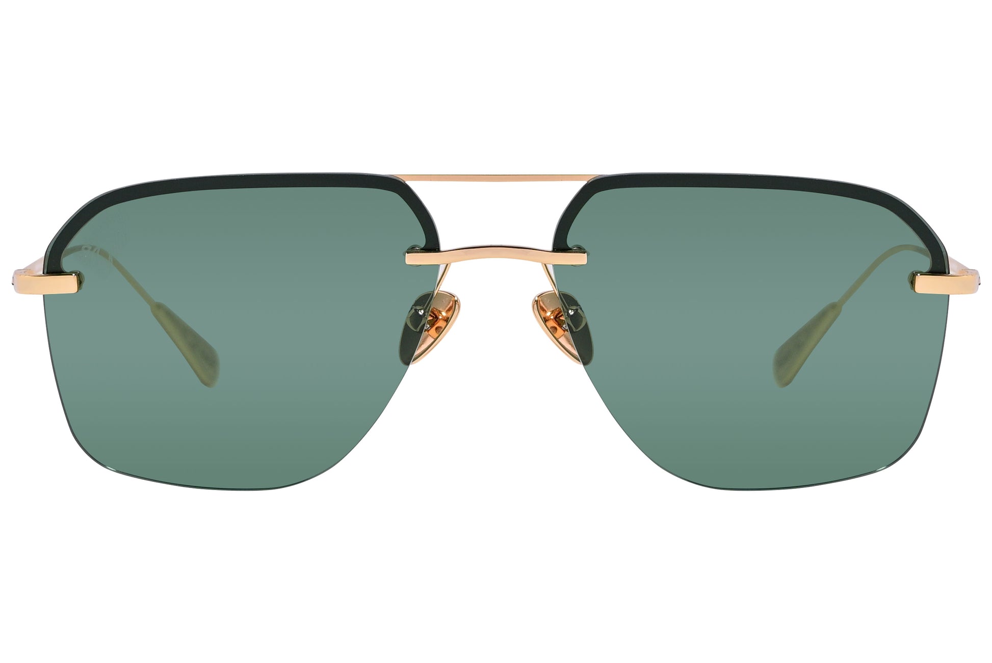 Front view of elegant and stylish designer sunglasses with sleek metal frames for adults.