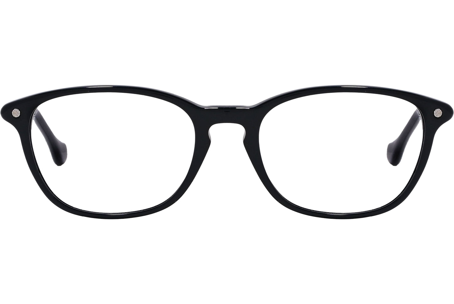 Balenciaga Rectangle Black Eyeglasses Frame Viewed From Front Angle.