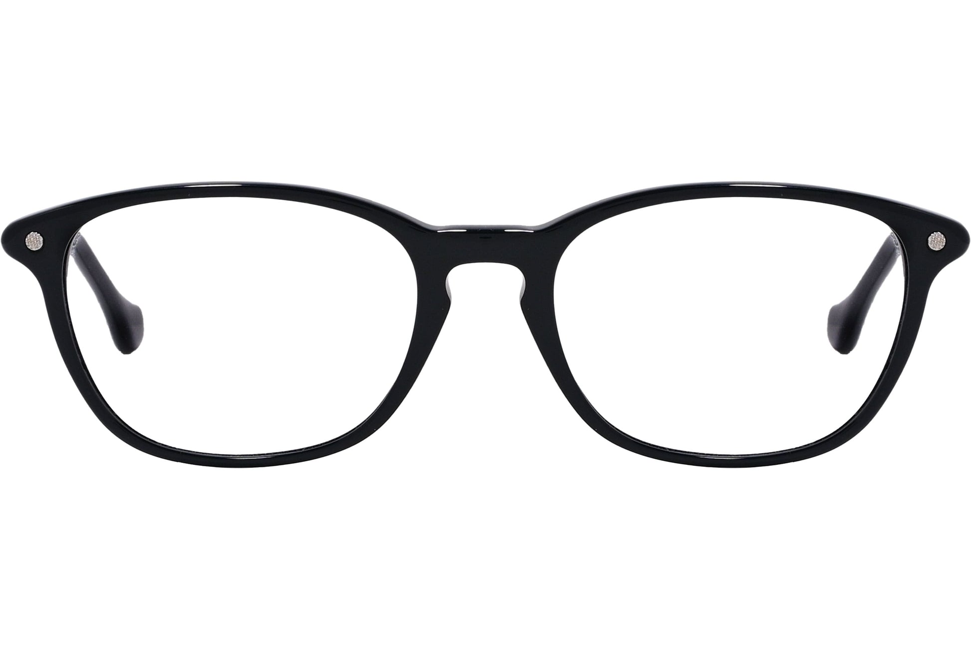 Balenciaga Rectangle Black Eyeglasses Frame Viewed From Front Angle.