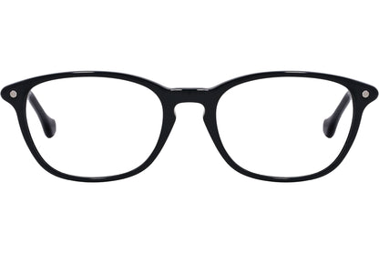 Balenciaga Rectangle Black Eyeglasses Frame Viewed From Front Angle.