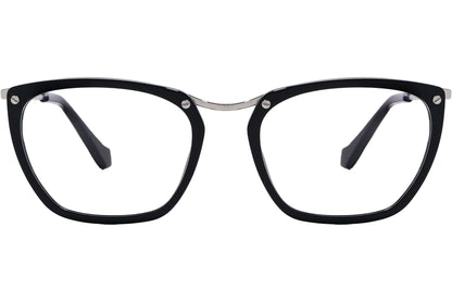 Balenciaga Geometric Black Eyeglasses Frame Viewed From Front Angle.