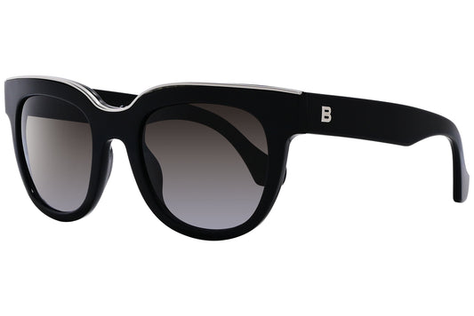 balenciaga square black eyeglasses frame viewed from a 45-degree angle.